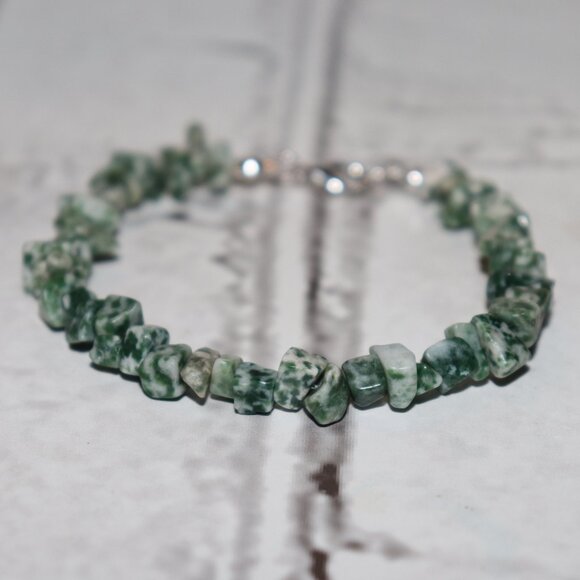 NWOT Tree Agate beaded natural stone bracelet 7.5" - Picture 1 of 5